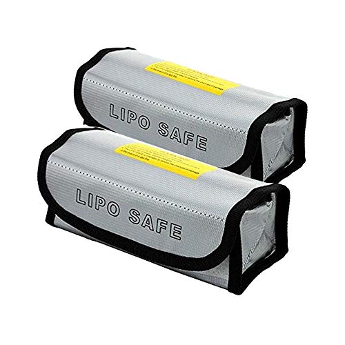 Bolsa de seguridad de la batería para cargar y almacenar, RC Lipo Battery Guard Bolsa de protección para Toys Radio Control Drone Car Vehicle, Incombustible, 185x75x60mm, 2 Piezas