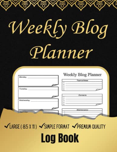 Weekly Blog Planner: This blog planner is great for fun organization. In one column are spaces for every day of the week. In the other are sections ... maintenance, links, promotions and notes.